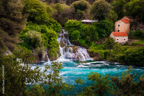 Stunning Krka National Park with picturesque waterfalls, Sibenik, Dalmatia, Croatia