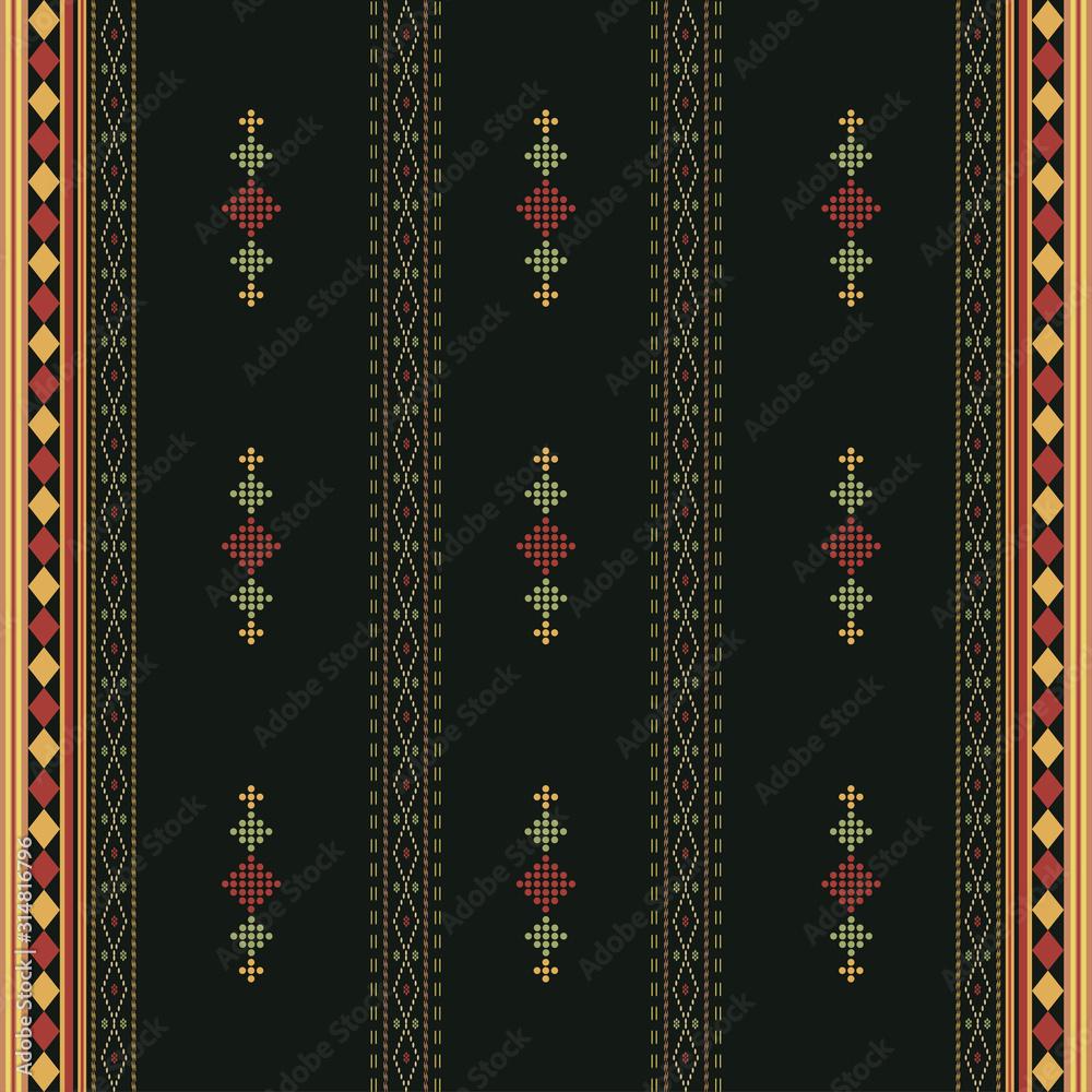 Creative design cloth vertical pattern. Tribal ethnic ornament seamless  pattern. Colorful vector illustration. Ethnic motif batik for textile Stock  Vector