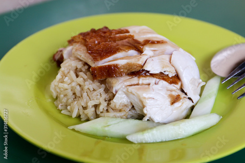 Grilled chicken rice of Tian Tian hainanese checken rice Singapore