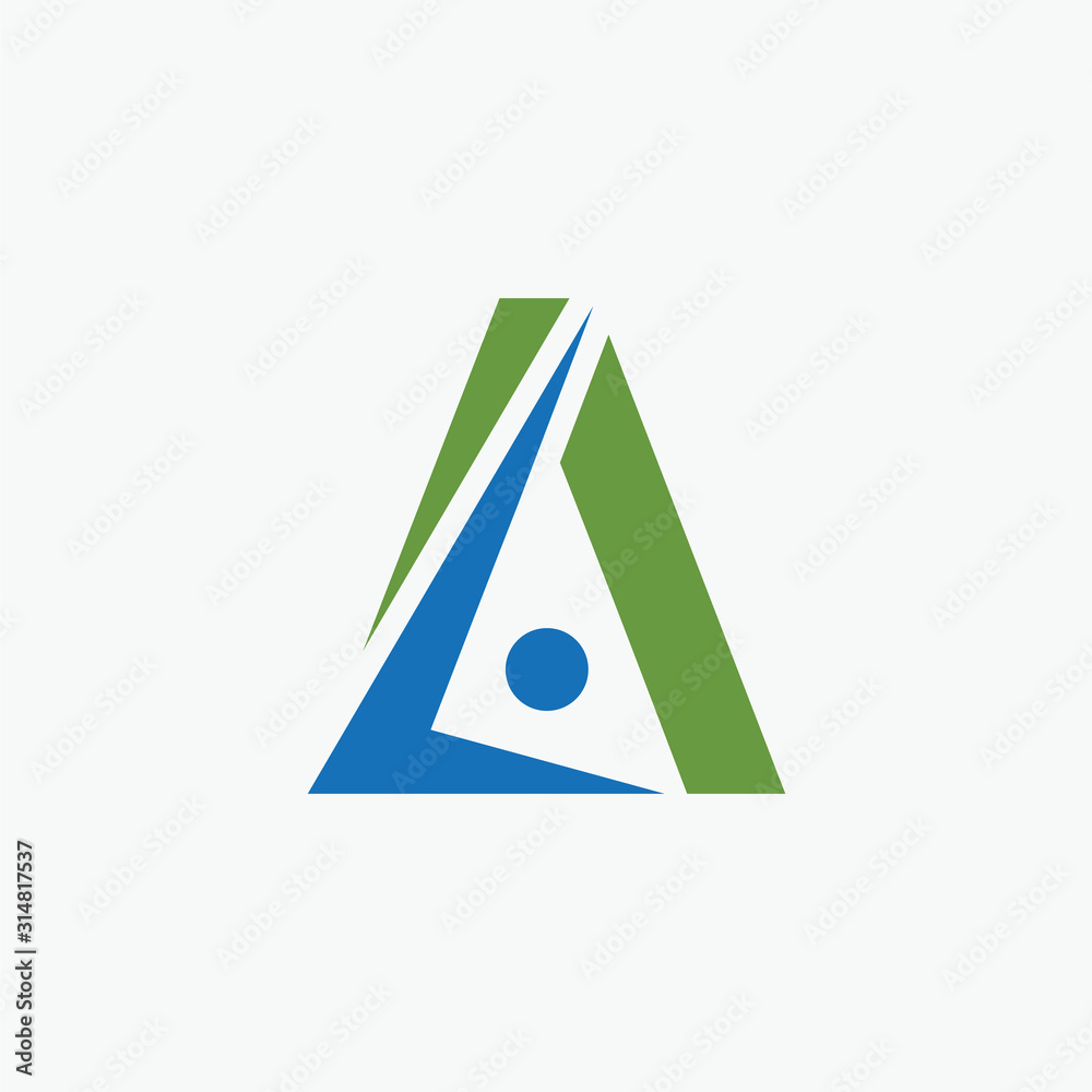 Letter A Logo with Swoosh and human concept. elegant Logo template vector creative business consulting. - vector Letter A Logo with Swoosh and human concept. elegant Logo template vector creative business consulting. - vector