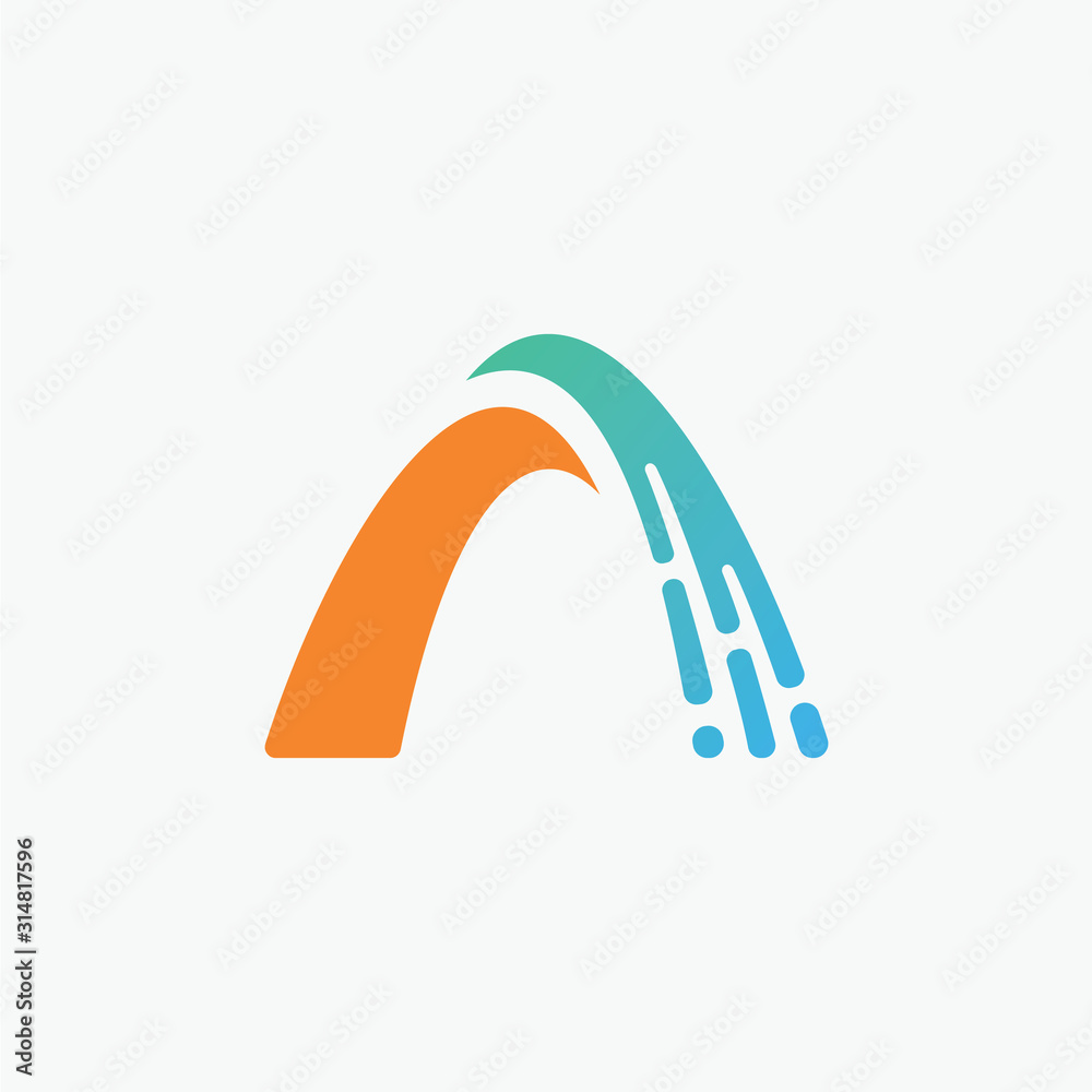 Letter A Logo with Swoosh and human concept. elegant Logo template vector creative business consulting. - vector Letter A Logo with Swoosh and human concept. elegant Logo template vector creative business consulting. - vector