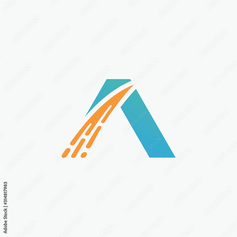 Letter A Logo with Swoosh concept. elegant Logo template vector creative business consulting. - vector Letter A Logo with Swoosh concept. elegant Logo template vector creative business consulting. - vector