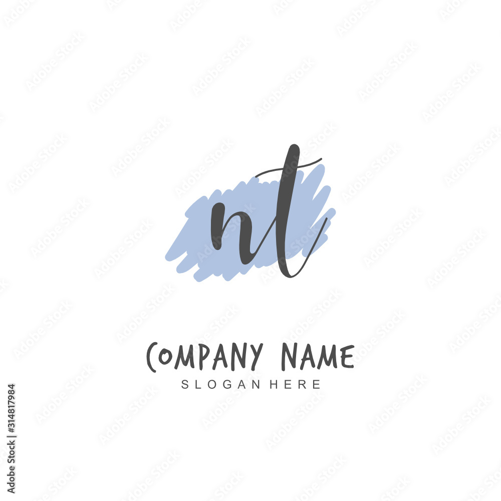 Obraz premium Handwritten initial letter N T NT for identity and logo. Vector logo template with handwriting and signature style.