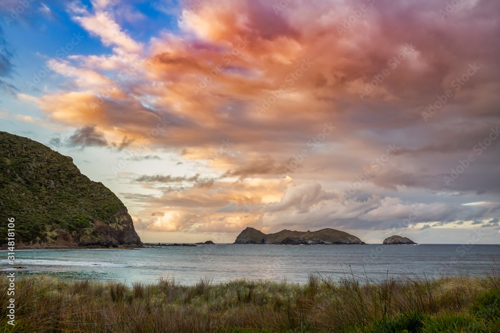 dramatic sunset view of Sugarloaf Island from Neds Beach, Lord Howe Island