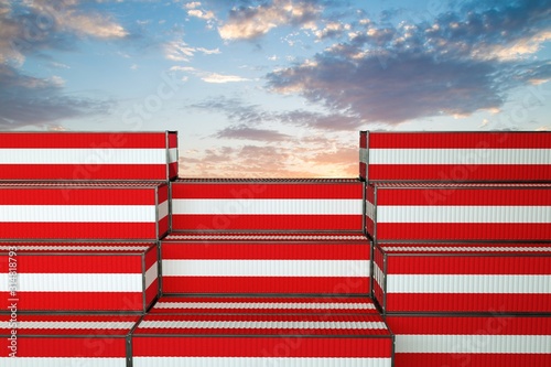 3D illustration Container with flag of Austria