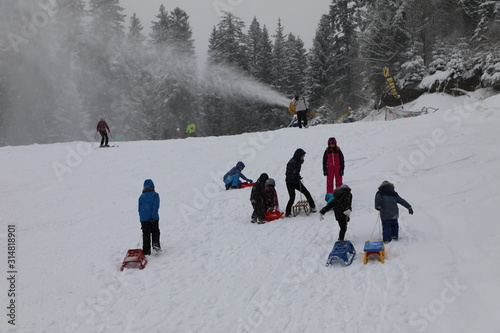 Predeal ski slope with snow gun