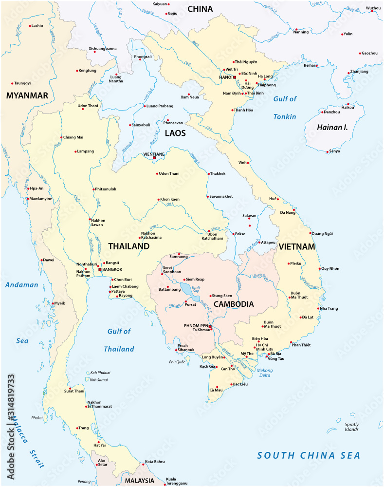 Map of the states of Southeast Asia
