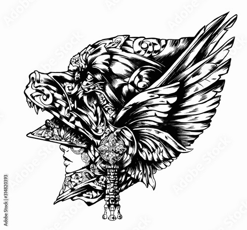 Valkyrie wearing a bear helmet