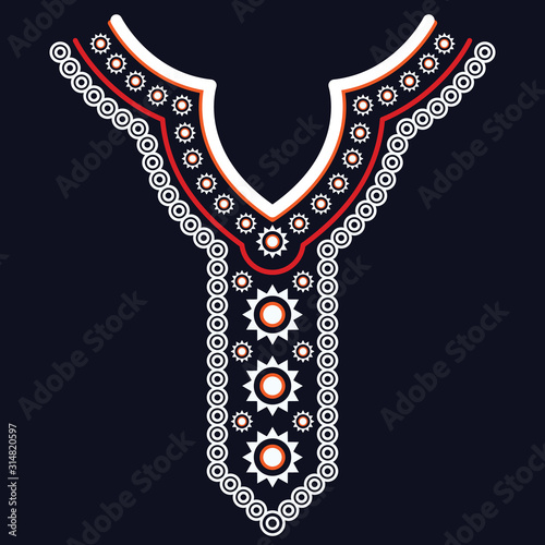 Neck print vector floral design. Fashion white lace collar. Vector illustration, Neck line embroidery designs. Neck print vector ethnic. Fashion white lace collar. 
