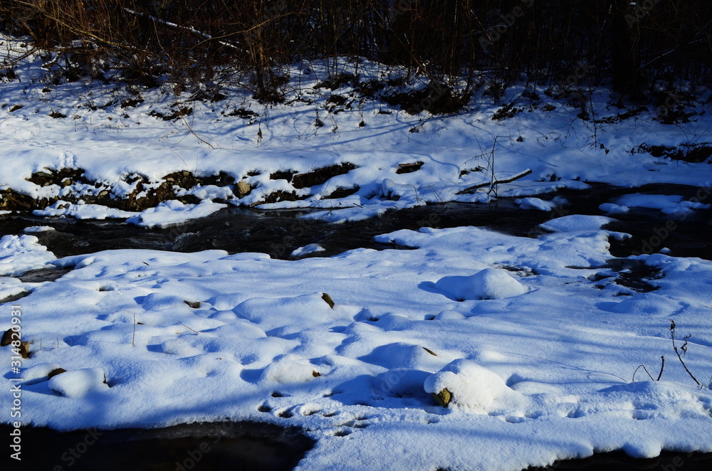 Winter landscape with the river and in frosty day Winter landscape with the river and in frosty day