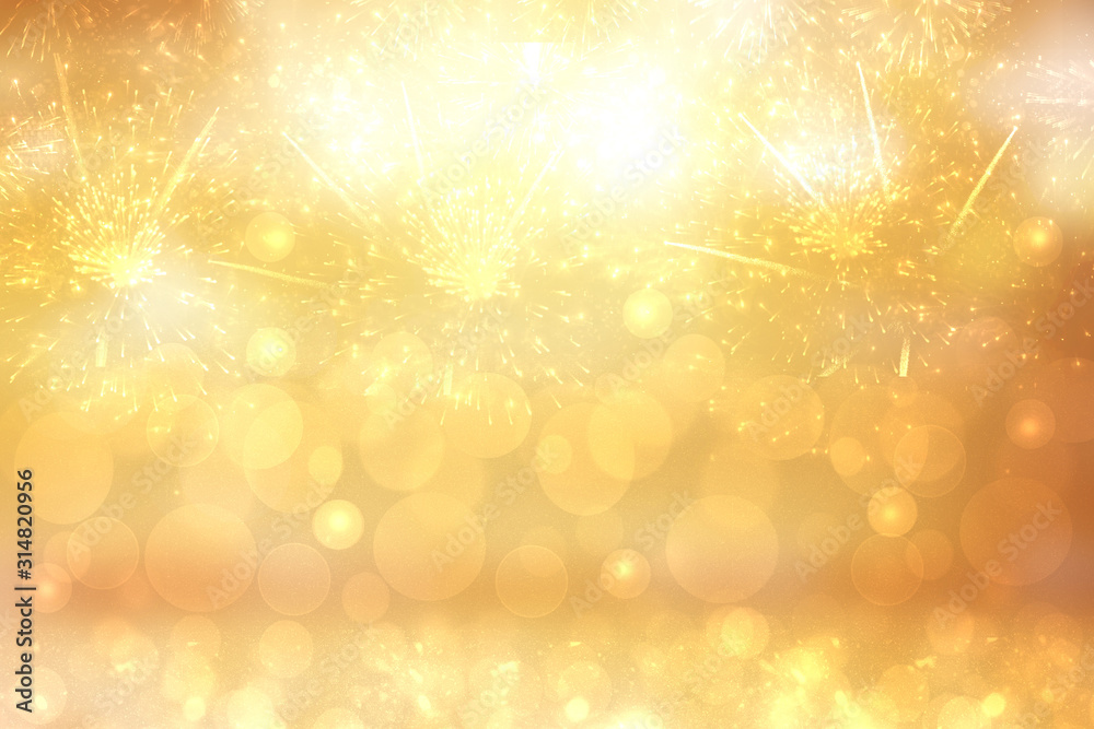 A festive abstract Happy New Year or Christmas texture background and with  golden yellow blurred bokeh lights and stars. Space for design. Card  concept or advertising. Stock Illustration | Adobe Stock