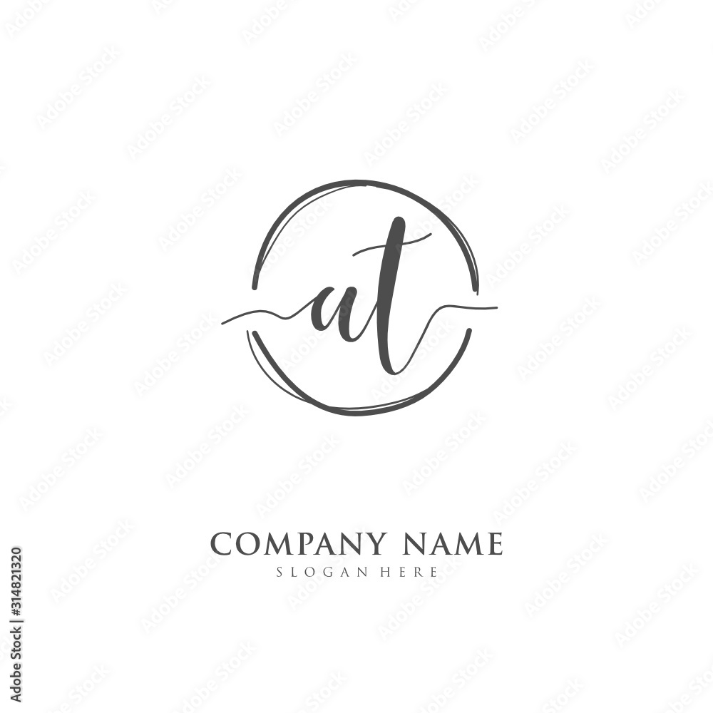 Handwritten initial letter A T AT for identity and logo. Vector logo template with handwriting and signature style. Handwritten initial letter A T AT for identity and logo. Vector logo template with handwriting and signature style.
