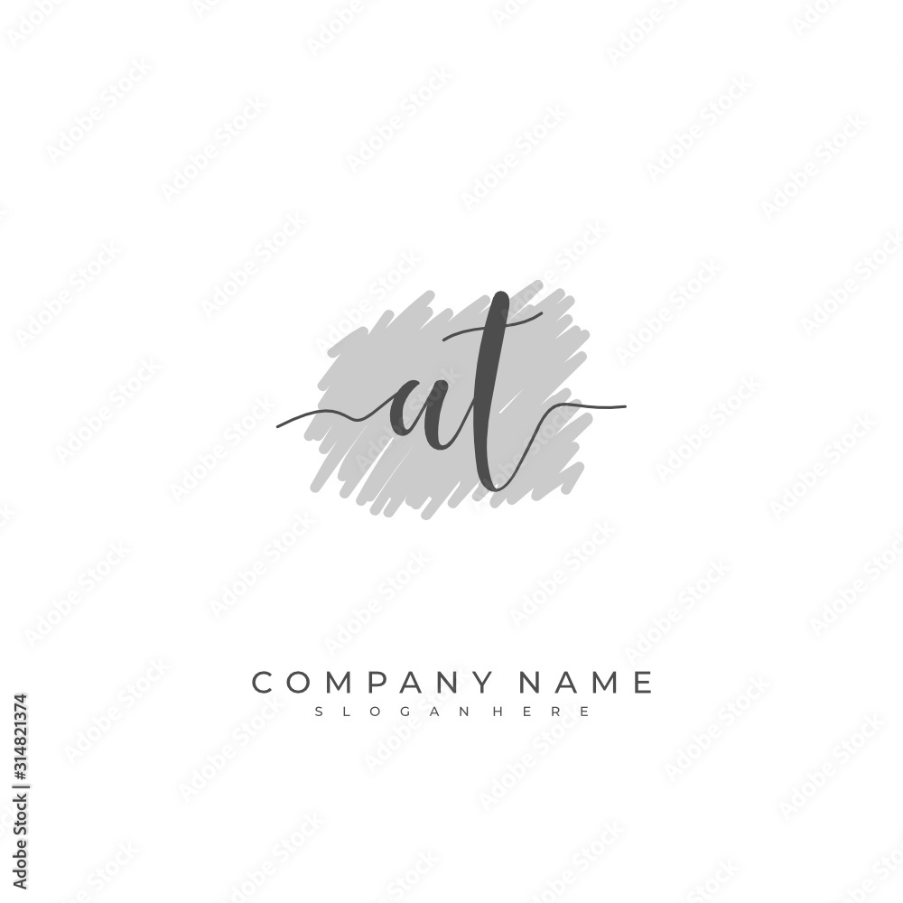 Handwritten initial letter A T AT for identity and logo. Vector logo template with handwriting and signature style.