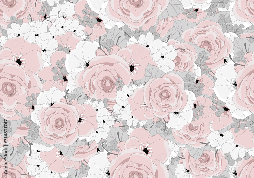 Fototapeta drobne różowe kwiaty