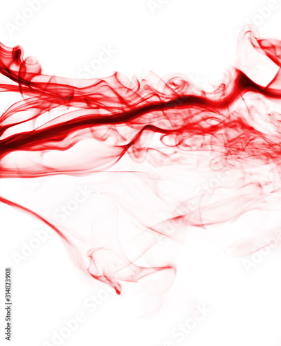 Red smoke abstract white background and texture