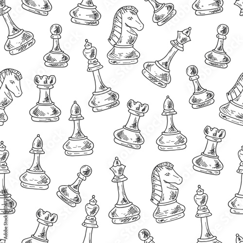 Photographie Chess Pieces Vector Seamless pattern