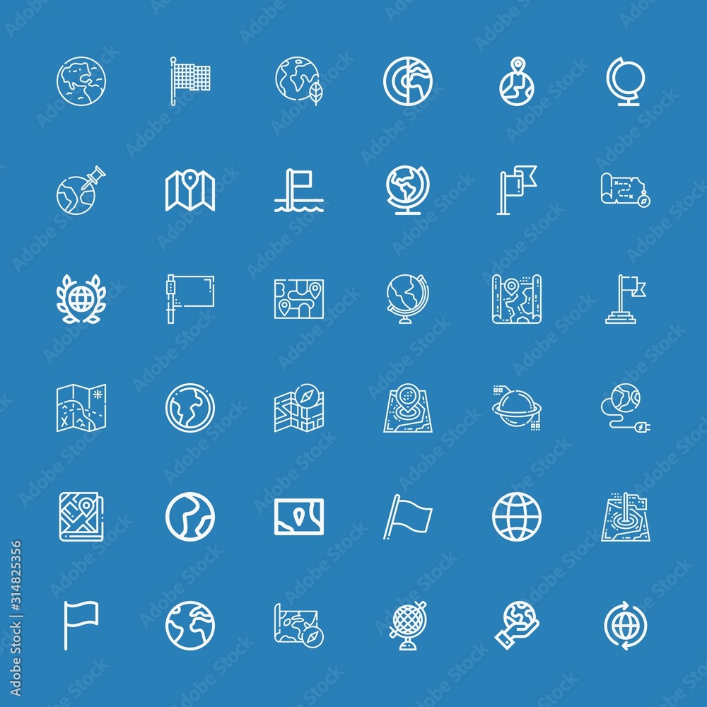 Editable 36 continent icons for web and mobile