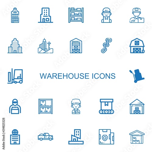 Editable 22 warehouse icons for web and mobile