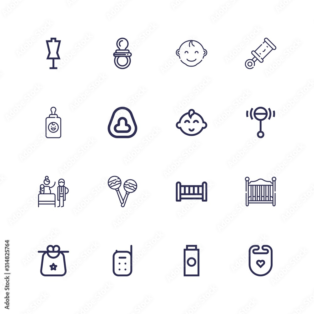 Editable 16 pacifier icons for web and mobile Editable 16 pacifier icons for web and mobile