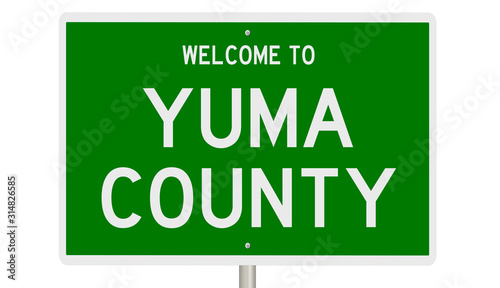 Rendering of a green 3d highway sign for Yuma County