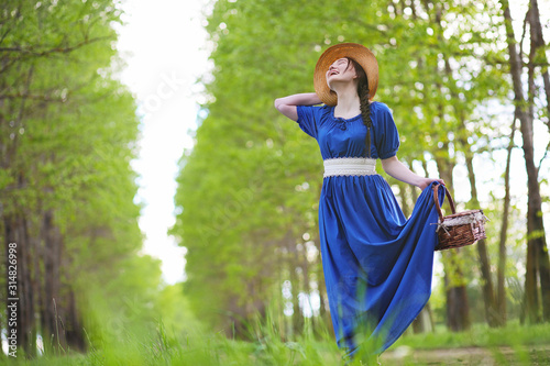 Girl in the countryside in the evening