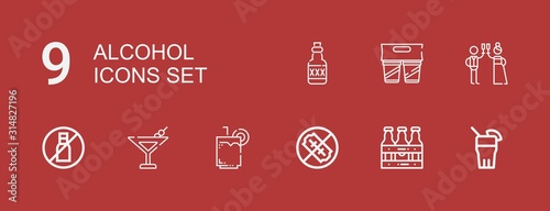 Editable 9 alcohol icons for web and mobile