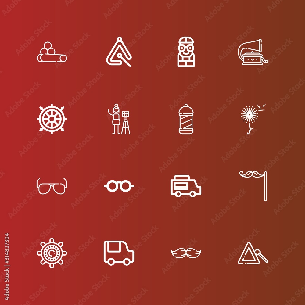 Editable 16 hipster icons for web and mobile