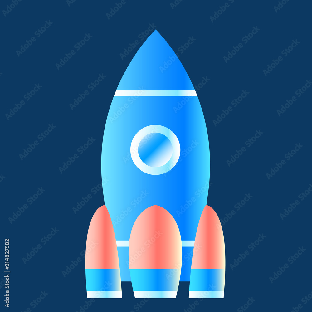 Cartoon drawing of a space rocket. Dark blue background. Vector flat  illustration. Stock Vector | Adobe Stock
