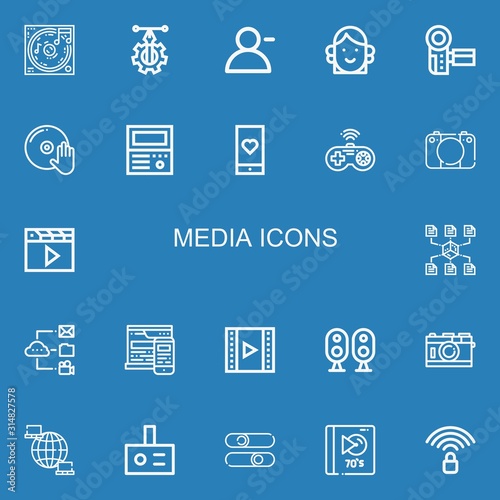 Editable 22 media icons for web and mobile