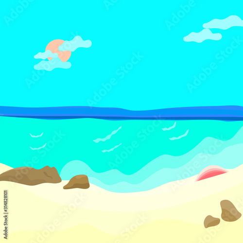 Sea beach nature no people with abstract background pattern wallpaper graphic designs vector illustration 