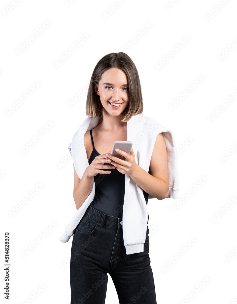 Smiling teen girl with smartphone Smiling teen girl with smartphone