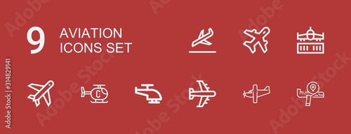 Editable 9 aviation icons for web and mobile