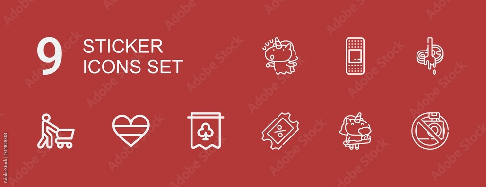 Editable 9 sticker icons for web and mobile Editable 9 sticker icons for web and mobile