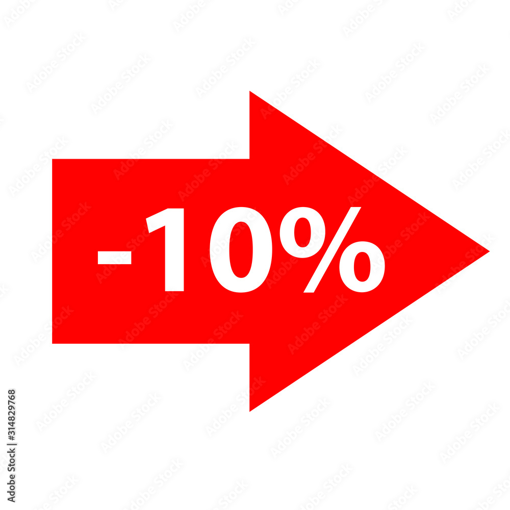 sale icon. 10% off Percent Discount Sign, Discount offer price label,  text 30 percent off RED ICON
