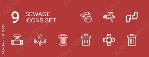 Editable 9 sewage icons for web and mobile