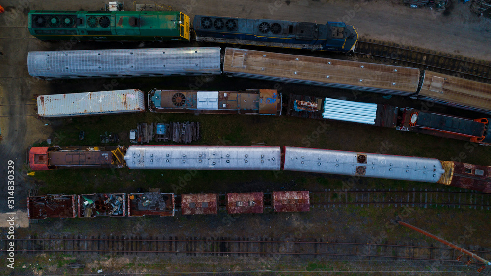 Old Train junk yard with disused carriages