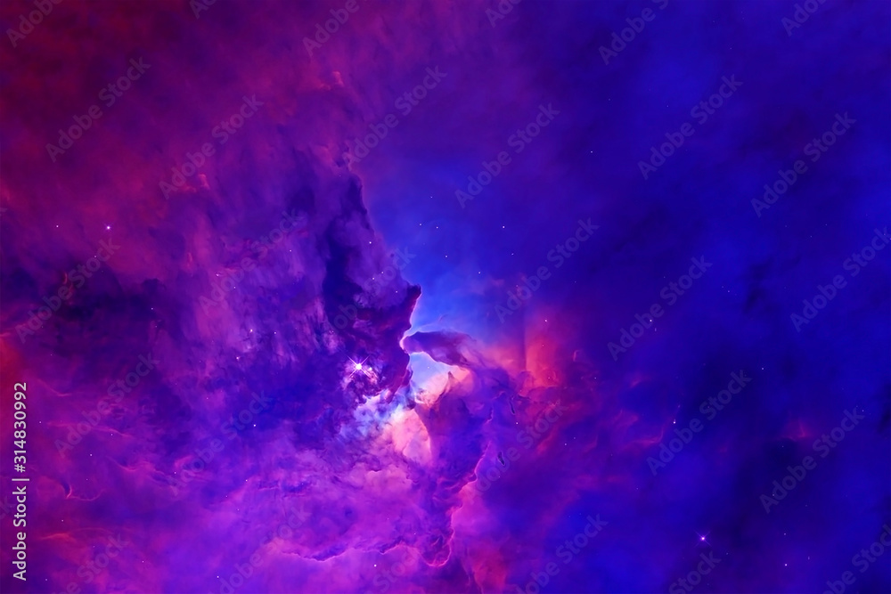 A beautiful pink-blue nebula in deep space. .Elements of this image were furnished by NASA.
