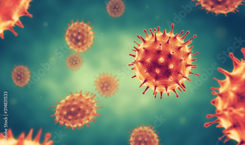 Covid 19 or monkeypox Virus cells. photo