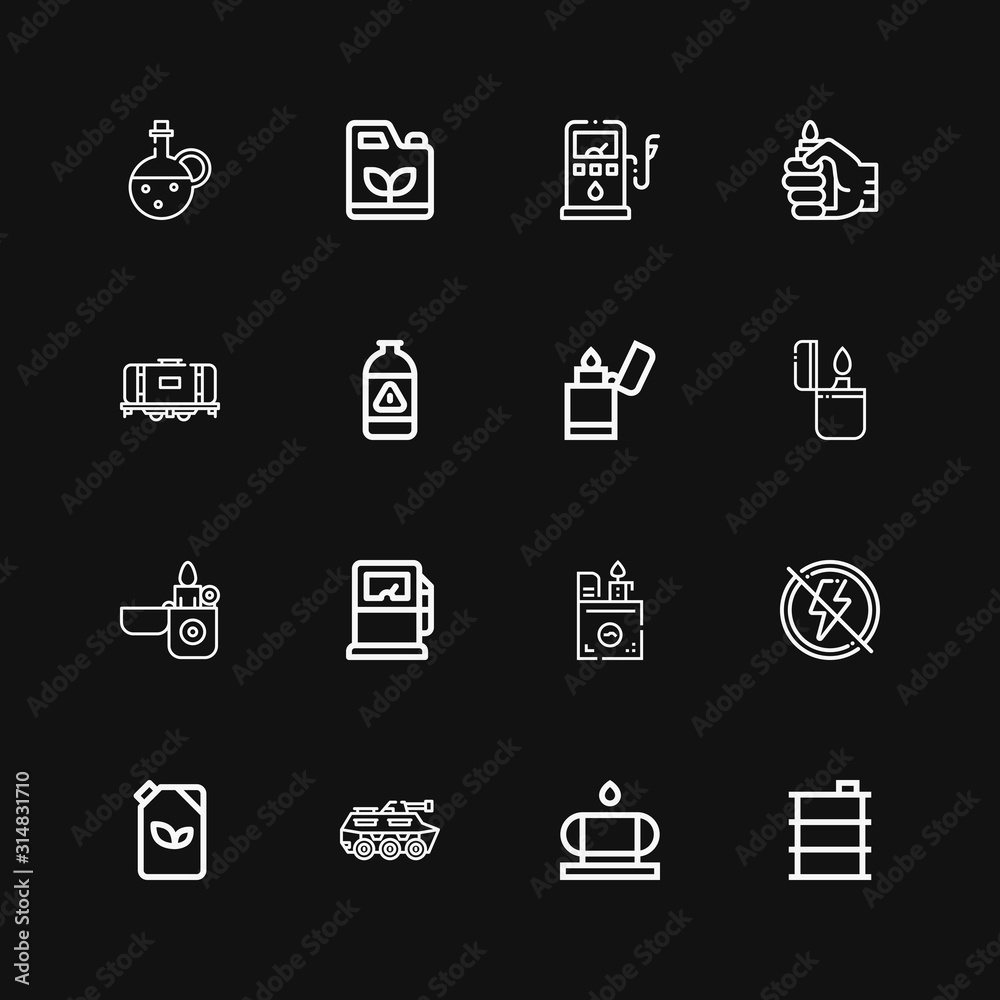 Editable 16 gasoline icons for web and mobile