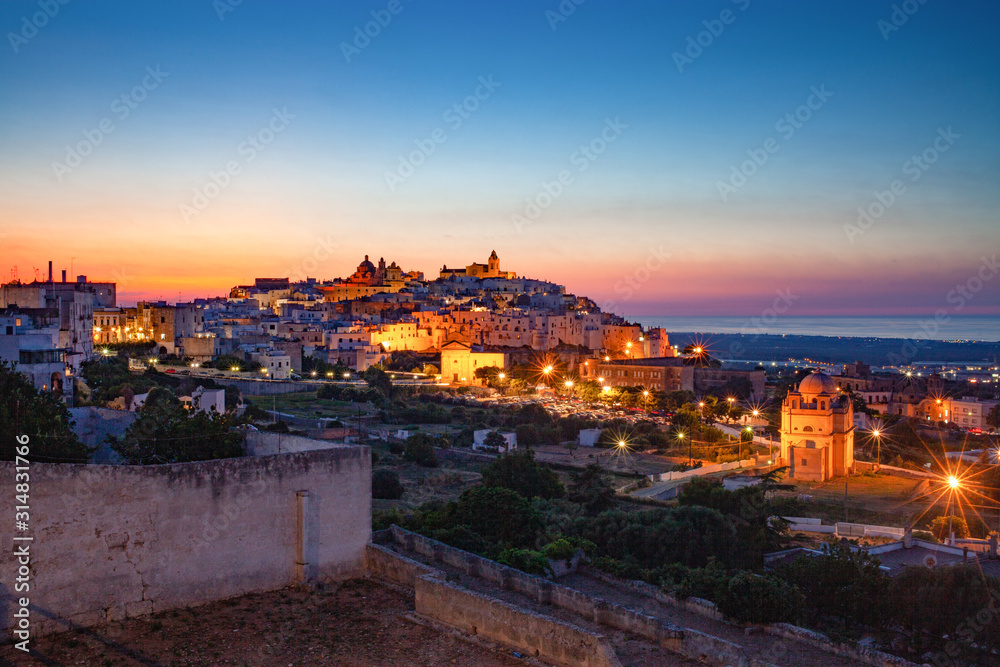 night city view of Ostuni  Apulia Italy