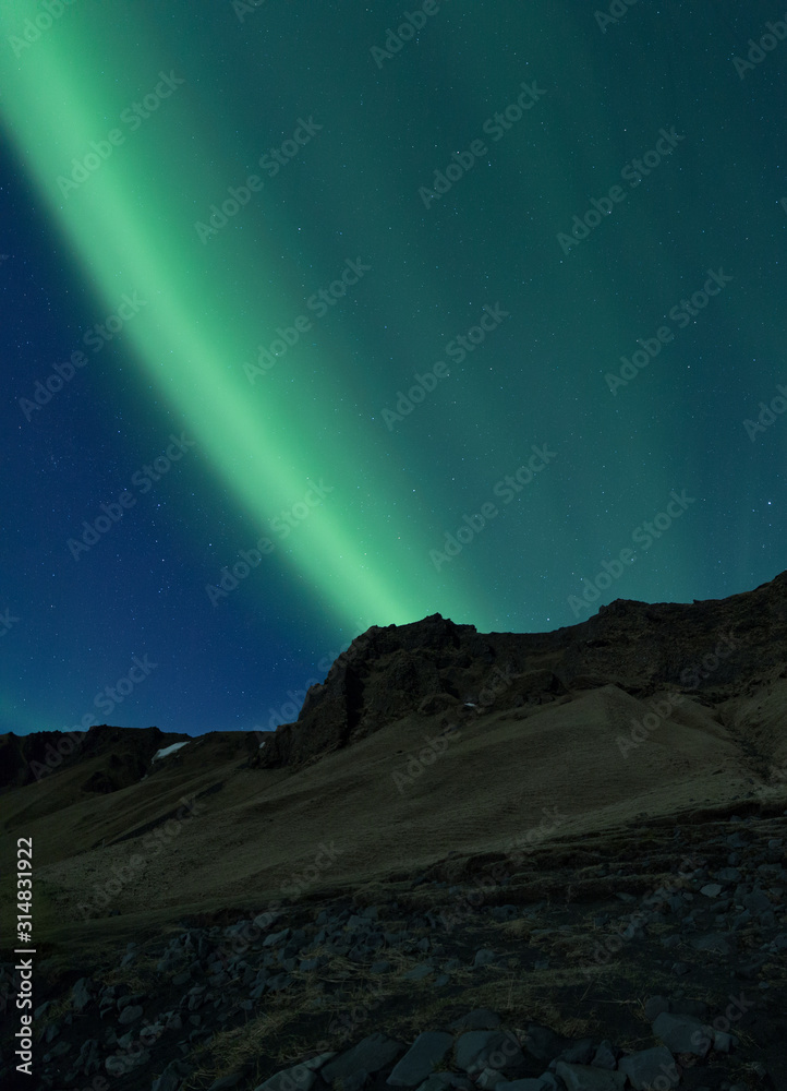 Aurora Borealis (Northern Lights) in Iceland beach