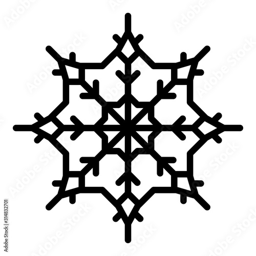 Nature snowflake icon. Outline nature snowflake vector icon for web design isolated on white background