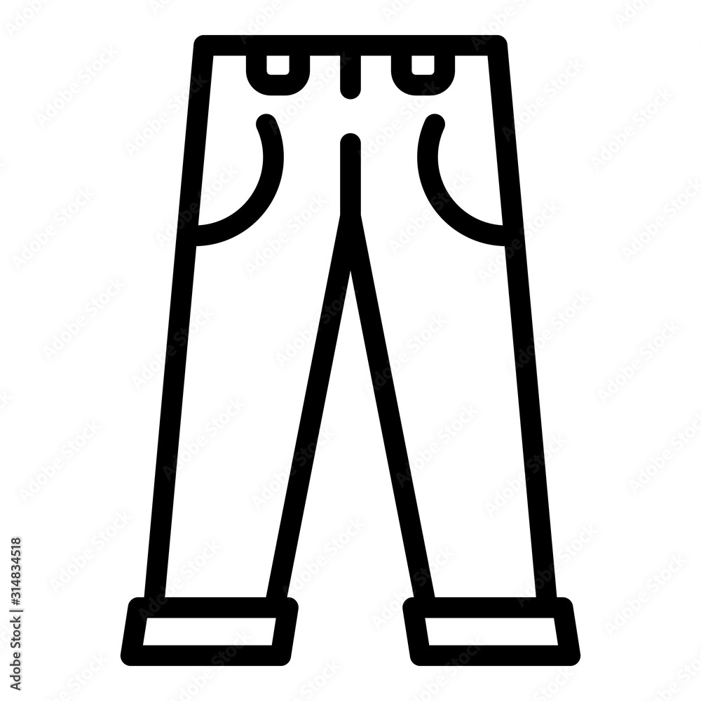 Trendy jeans icon. Outline trendy jeans vector icon for web design isolated on white background Trendy jeans icon. Outline trendy jeans vector icon for web design isolated on white background