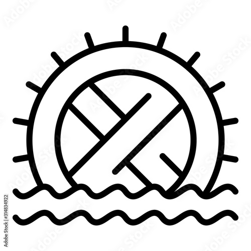 House river water mill icon. Outline house river water mill vector icon for web design isolated on white background