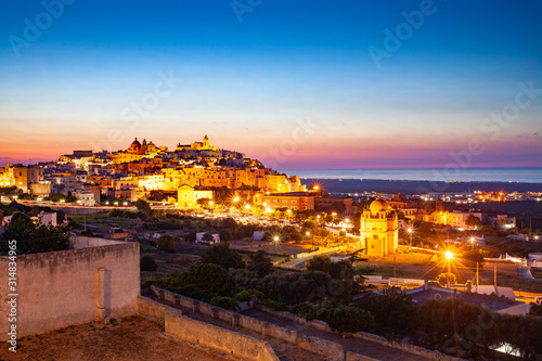 night city view of Ostuni Apulia Italy