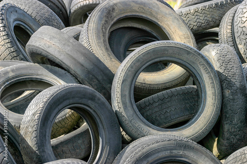 Old tires collected for recycling