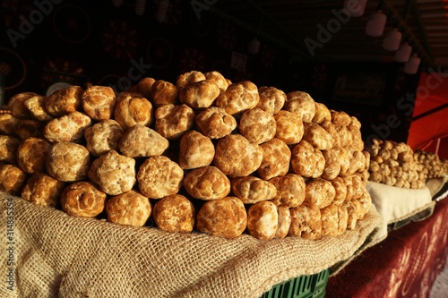 Desert truffles harvested in Saudi Arabia, Iraq, and Iran on sale in market in Kuwait photo