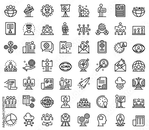 IT administrator icons set. Outline set of IT administrator vector icons for web design isolated on white background