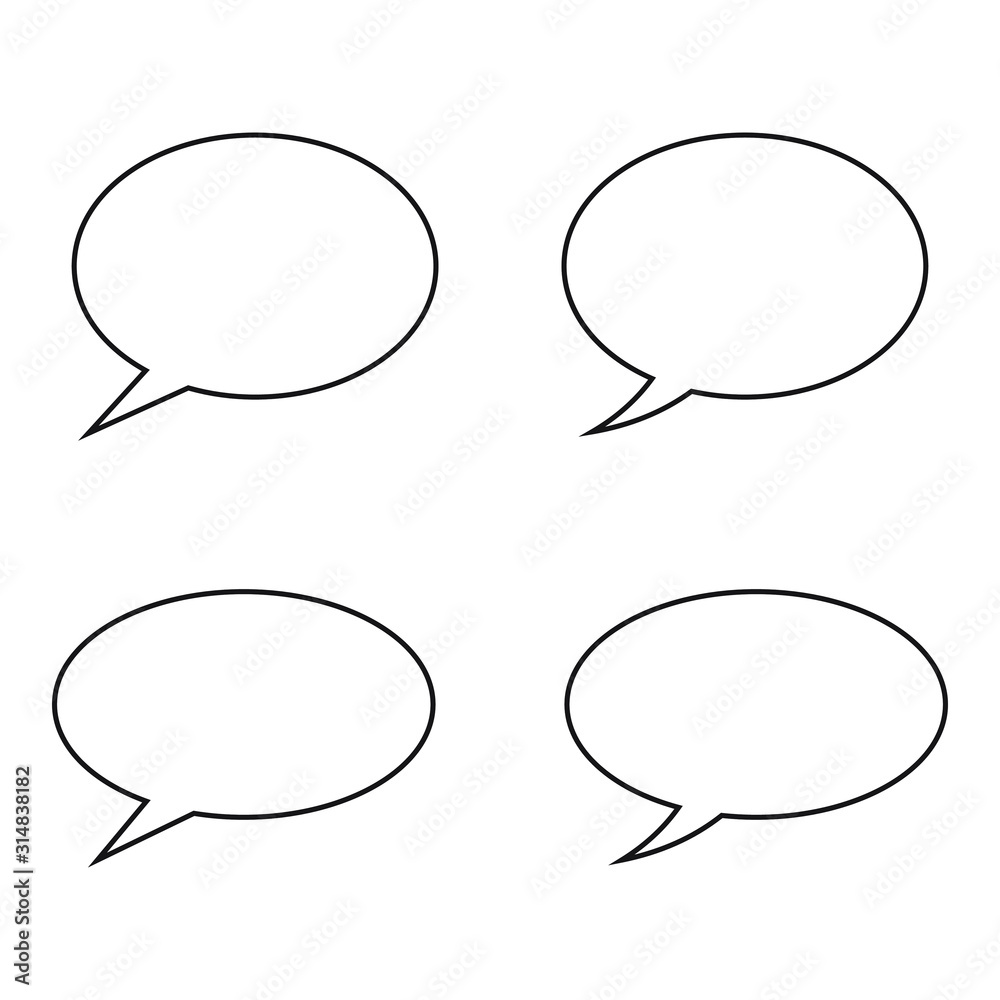 Speech bubble, speech balloon, chat bubble line art vector icon for apps and websites Speech bubble, speech balloon, chat bubble line art vector icon for apps and websites