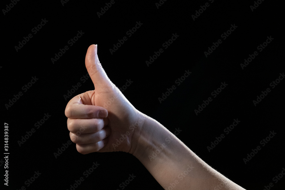 hand with thumb up isolated on white background hand with thumb up isolated on white background
